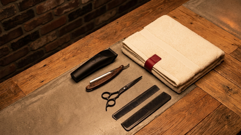 Barber tools flat-lay at Republic Of Barbers, Unley Road, Malvern